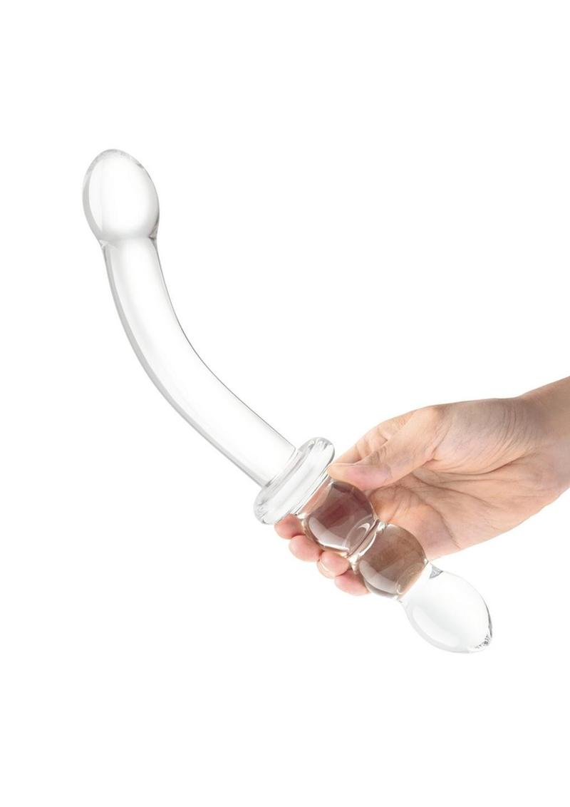 Glas Girthy Ribbed G-Spot Glass Dildo – Double Ended 12 Inch