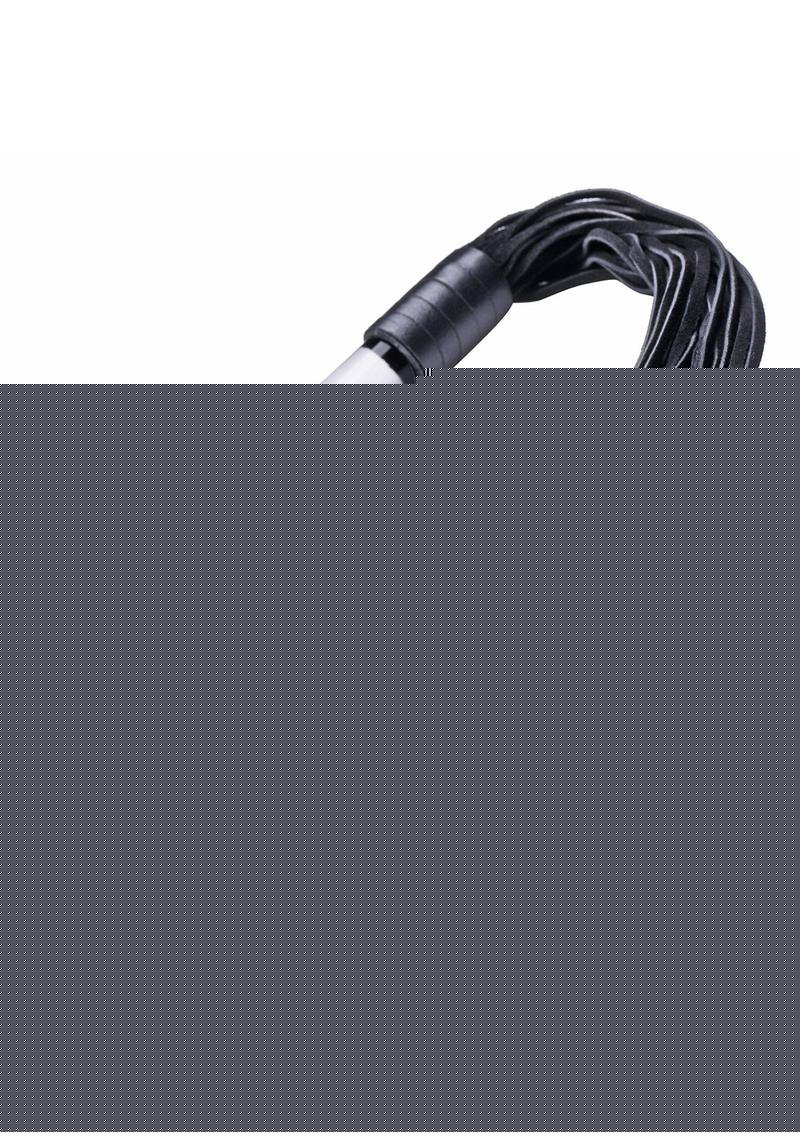 Prisms Lingam Glass Dildo Flogger - Black/Clear