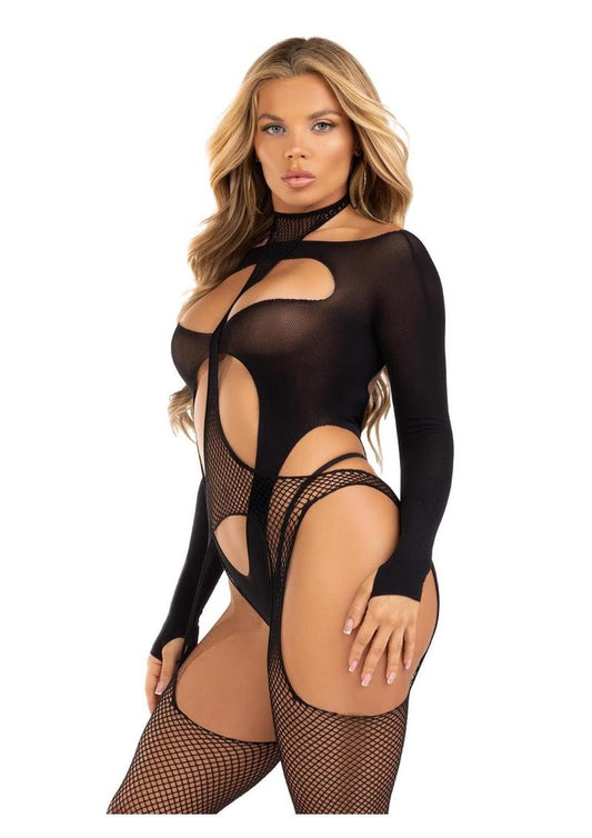 Spicy Suspender Bodystocking and Layered Opaque Cut - Out Teddy - Its Cassidy Bybee