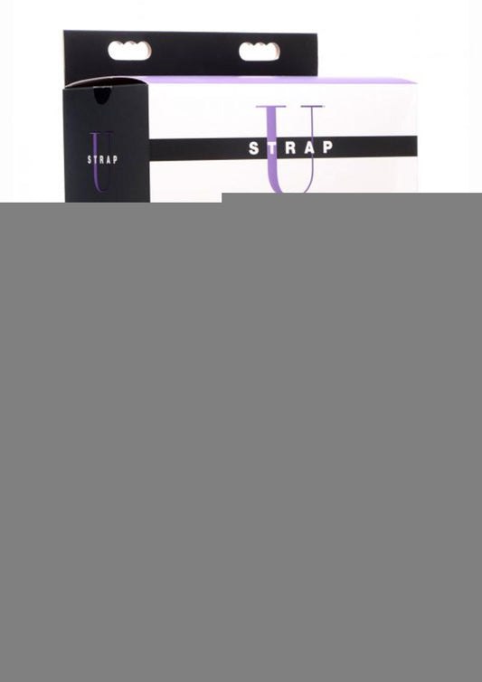 Strap U Power Pegger Silicone Vibrating Double Pleasure 6.5in Dildo with Harness - Black