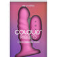 Colours Ribbed Rechargeable Silicone Vibrating Dildo with Remote Control - Pink - 5in