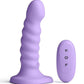 Colours Ribbed Rechargeable Silicone Vibrating Dildo with Remote Control - Purple - 5in