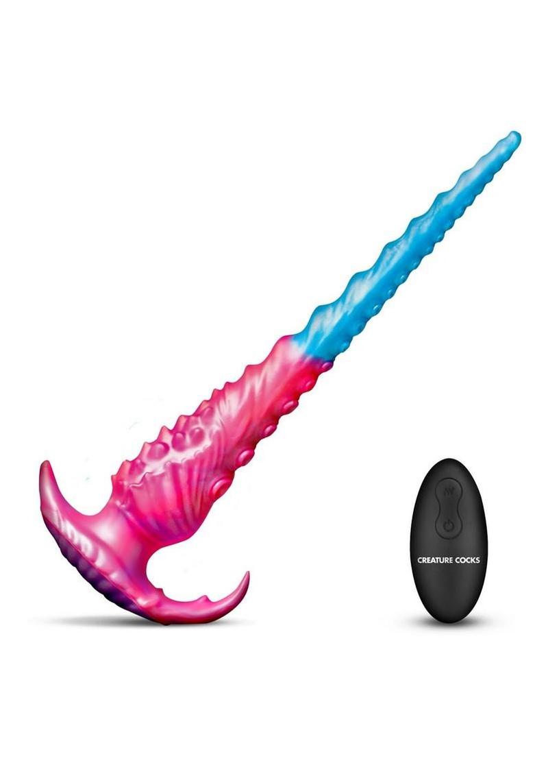 Creature Cock Vibropus Rechargeable Silicone Anal Dildo with Remote Control - Blue/Pink