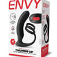 Envy Toys Thumbs Up Remote Controlled Rechargeable Silicone P-Spot Vibrator and Dual Stamina Ring - Black