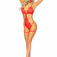 Eyelash Lace Garter Teddy with G - String Back and Adjustable Straps, Lace Robe and Ribbon Tie - Its Cassidy Bybee