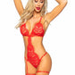 Eyelash Lace Garter Teddy with G - String Back and Adjustable Straps, Lace Robe and Ribbon Tie - Its Cassidy Bybee