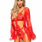 Eyelash Lace Garter Teddy with G - String Back and Adjustable Straps, Lace Robe and Ribbon Tie - Its Cassidy Bybee