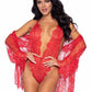 Floral Lace Teddy with Cheeky Thong Back Matching Lace Robe with Scalloped Trim and Satin Tie - Its Cassidy Bybee