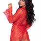 Floral Lace Teddy with Cheeky Thong Back Matching Lace Robe with Scalloped Trim and Satin Tie - Its Cassidy Bybee