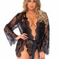 Floral Lace Teddy with Cheeky Thong Back Matching Lace Robe with Scalloped Trim and Satin Tie - Its Cassidy Bybee