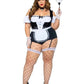 Foxy Frenchie Garter Bodysuit with Attached Apron, Choker, and Hat Headband - Its Cassidy Bybee