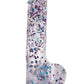 Glittergasm Realistic Clear Dildo with Balls and Suction Cup - Red/Orange/Golden Glitter - Gold/Orange/Red