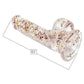 Glittergasm Realistic Clear Dildo with Balls and Suction Cup - Blue/Purple/Violet Glitter
