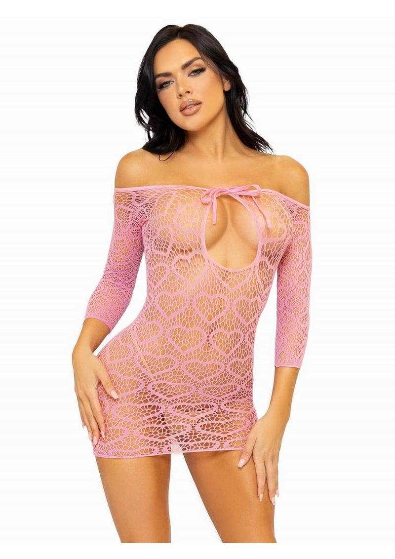 Heart Net Mini Dress with Keyhole Tie Front - Its Cassidy Bybee