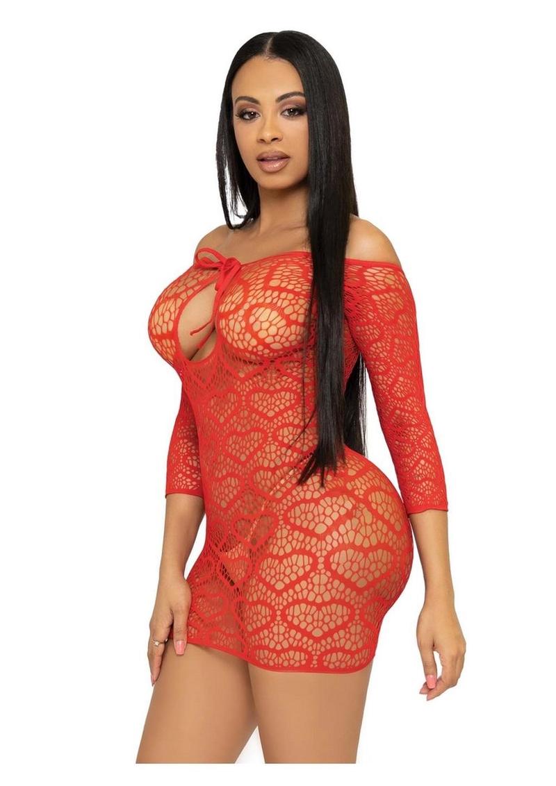 Heart Net Mini Dress with Keyhole Tie Front - Its Cassidy Bybee