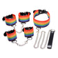 Kinky Pride Rainbow Bondage Set - Wrist/Ankle Cuffs and Collar with Leash