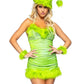 Leg Avenue Christmas Baddie Set Ruched Velvet Dress with Tie Back Halter Straps and Fur Trim, Wrist Cuffs, and Hat - Green - Large - 3 Piece