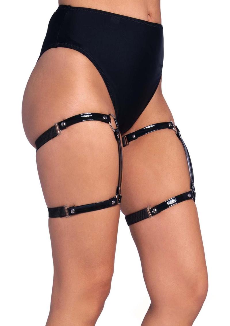 Dual Strap Studded Thigh High Garters