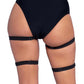 Leg Avenue Dual Strap Studded Thigh High Garters - Black - One Size