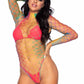 Leg Avenue Fence Net Snap Crotch Long Sleeved Bodysuit - Multicolor/Rainbow - One Size