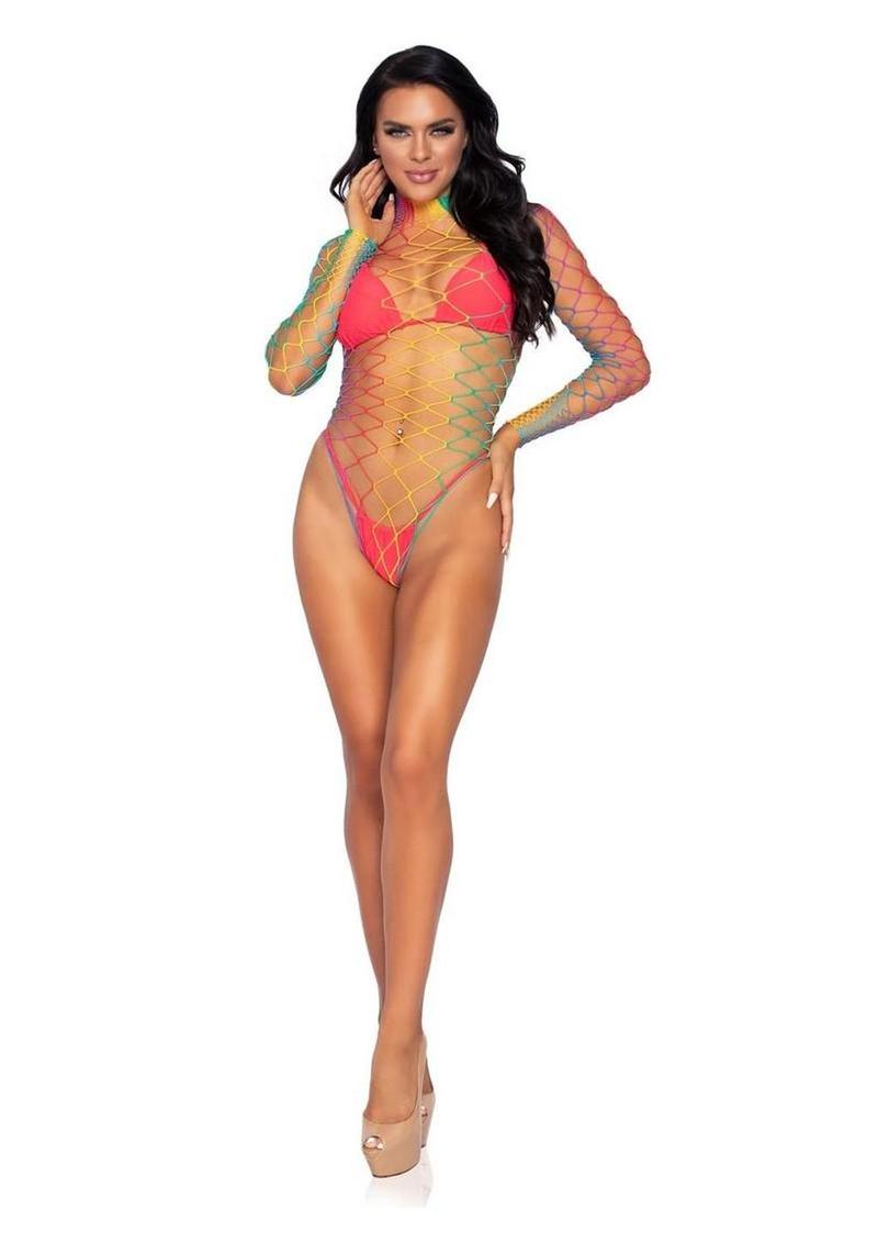 Fence Net Snap Crotch Long Sleeved Bodysuit