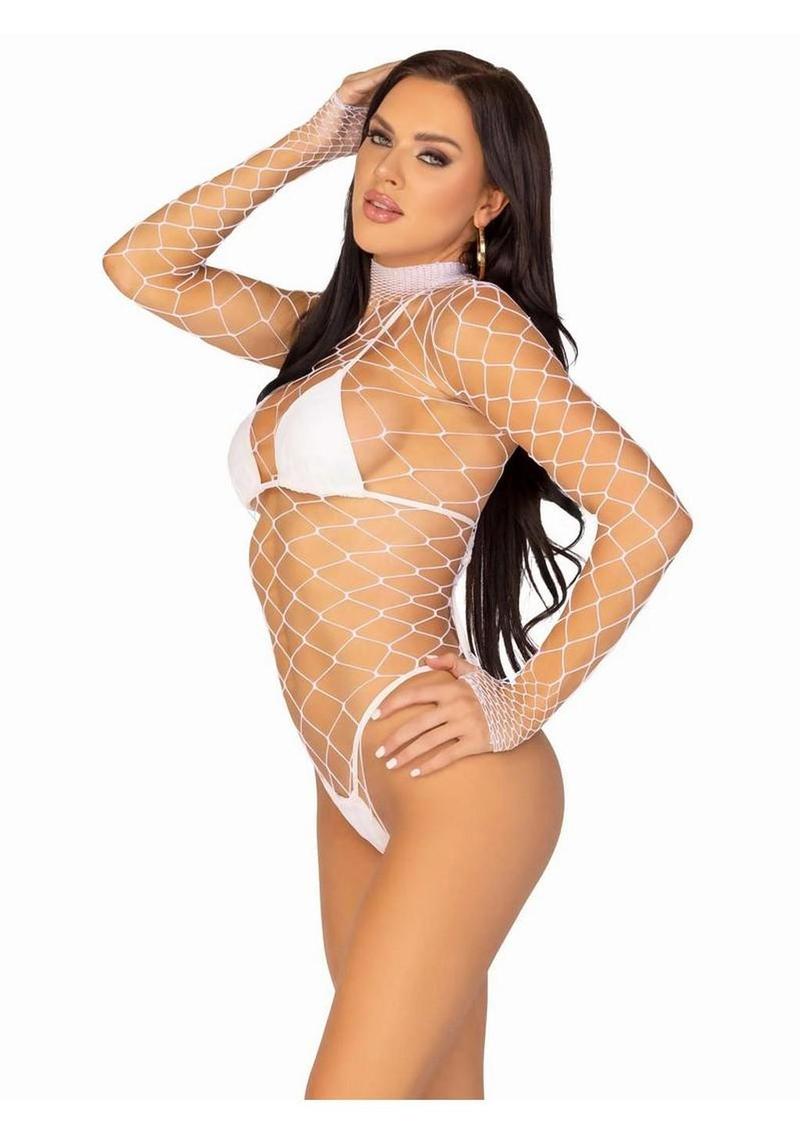 Fence Net Snap Crotch Long Sleeved Bodysuit
