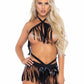 Leg Avenue Fringe Halter Top and Matching Bikini Bottoms - Black - Medium/Small - 2 Piece