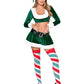 Hoho Hottie, Velvet Crop Top with Faux Fur Trim, Mini Skirt, Belt and Santa Hat