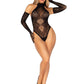 Lace Halter Teddy and Matching Long Lace Gloves