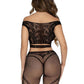 Leg Avenue Net and Lace Off-The-Shoulder Crop Top and Footless Tights