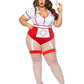Nurse Feelgood Snap Crotch Garter Bodysuit with Attached Apron and Hat Headband