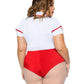 Nurse Feelgood Snap Crotch Garter Bodysuit with Attached Apron and Hat Headband