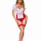 Nurse Feelgood Snap Crotch Garter Bodysuit with Attached Apron and Hat Headband