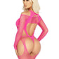 Leg Avenue Off - The - Shoulder Fishnet Garter Harness and Layered Opaque Cut - Out Teddy - Its Cassidy Bybee