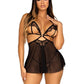 Leg Avenue Open Cup Eyelash Lace and Mesh Babydoll with Heart Ring Accent and Matching Panty - Its Cassidy Bybee