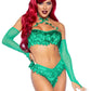 Leg Avenue Poison Temptress Leafy Halter Top with Corset Lace Up Back, Leafy Panty, and Sleeves - Green - XSmall - 3 Piece