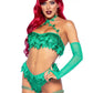 Poison Temptress Leafy Halter Top with Corset Lace Up Back, Leafy Panty, and Sleeves