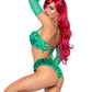Leg Avenue Poison Temptress Leafy Halter Top with Corset Lace Up Back, Leafy Panty, and Sleeves - Green - XSmall - 3 Piece
