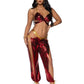 Ruby Desert Princess Lame Bikini Top and Split Leg Cut-Out Harem Pants with Side Ties