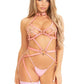 Leg Avenue Vegan Leather Heart Ring Studded Body Harness with Adjustable Straps and Side Garters - Pink - Large