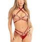 Leg Avenue Vegan Leather Heart Ring Studded Harness Bra Top with Chain Accent and Coordinating Thigh Garter Harness - Its Cassidy Bybee
