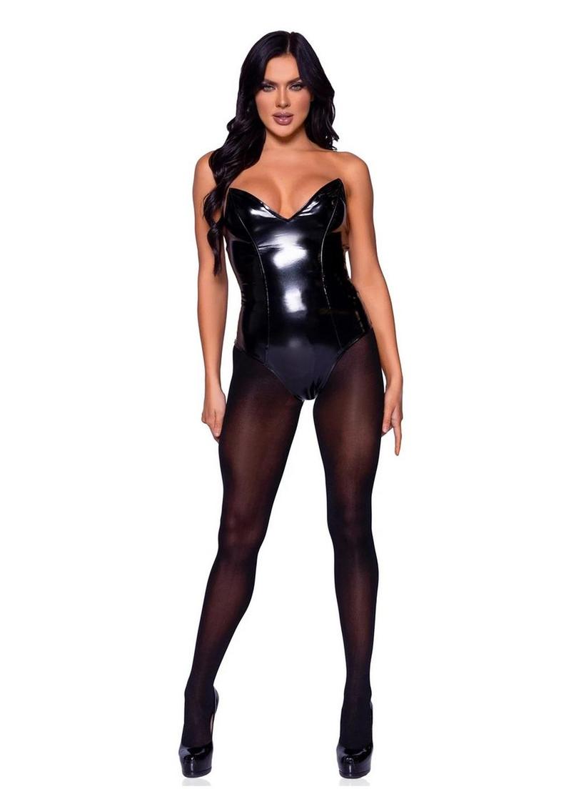 Leg Avenue Vinyl Boned Bodysuit - Its Cassidy Bybee