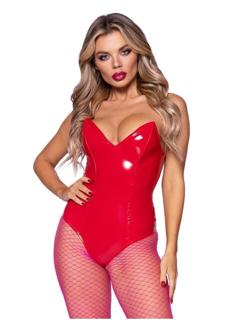 Leg Avenue Vinyl Boned Bodysuit - Its Cassidy Bybee