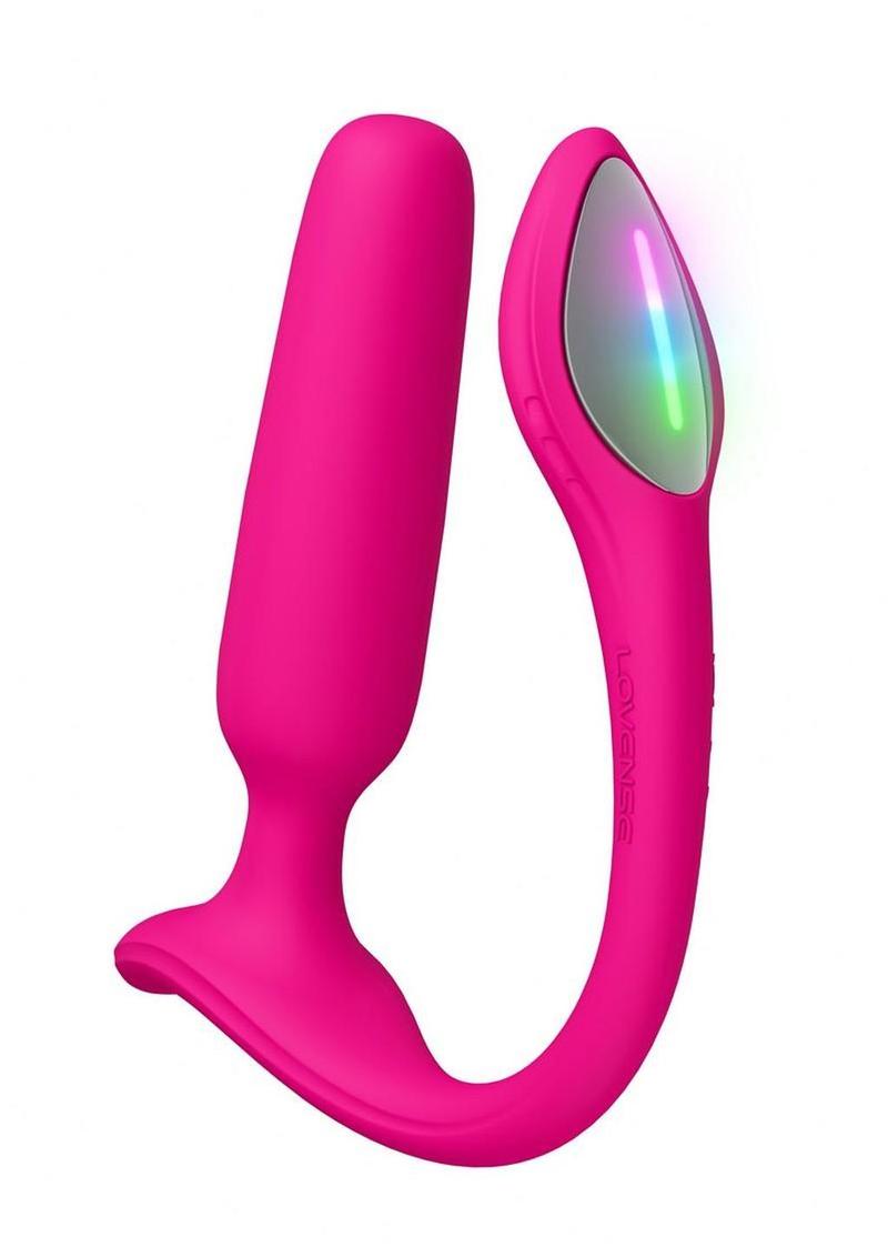 Lovense Lush Rechargeable App Compatible Silicone Vibrating Light Up Anal Plug - Pink