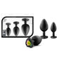 Luxe Bling Butt Plugs Silicone Training Kit with Rainbow Gems (3 Size Kit - Black/Multicolor