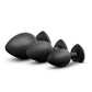 Luxe Bling Butt Plugs Silicone Training Kit with Red Gems (3 Size Kit - Black/Red