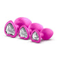 Luxe Bling Plugs Silicone Training Kit with White Gems (3 Size Kit - Pink