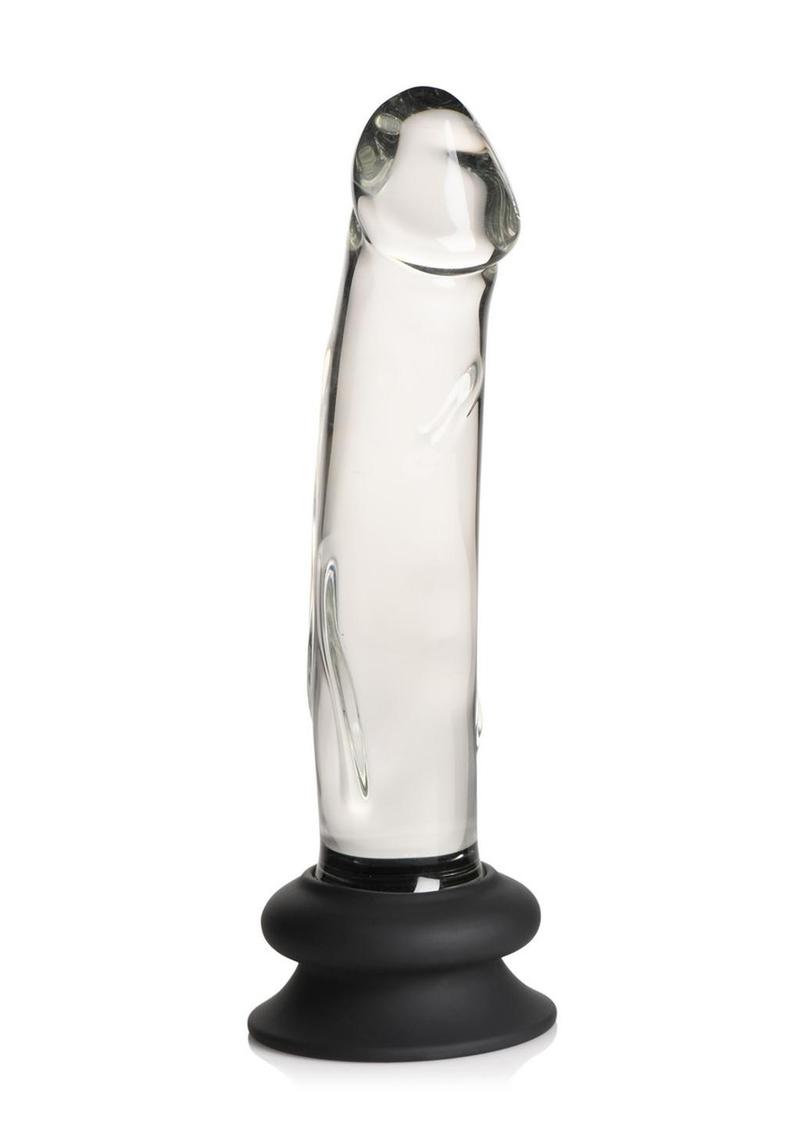 Pleasure Crystals Glass Dildo – Clear Borosilicate Wand with Silicone Suction Base