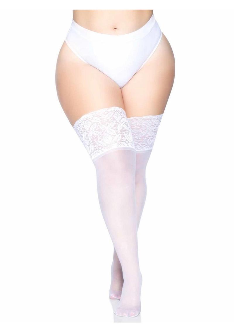 Plus Size Lycra Sheer Stay Up Thigh High with 5in Silicone Lace Top - Its Cassidy Bybee