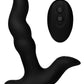 Prostatic Play Curved Rotating Silicone Prostate Plug with Remote - Black